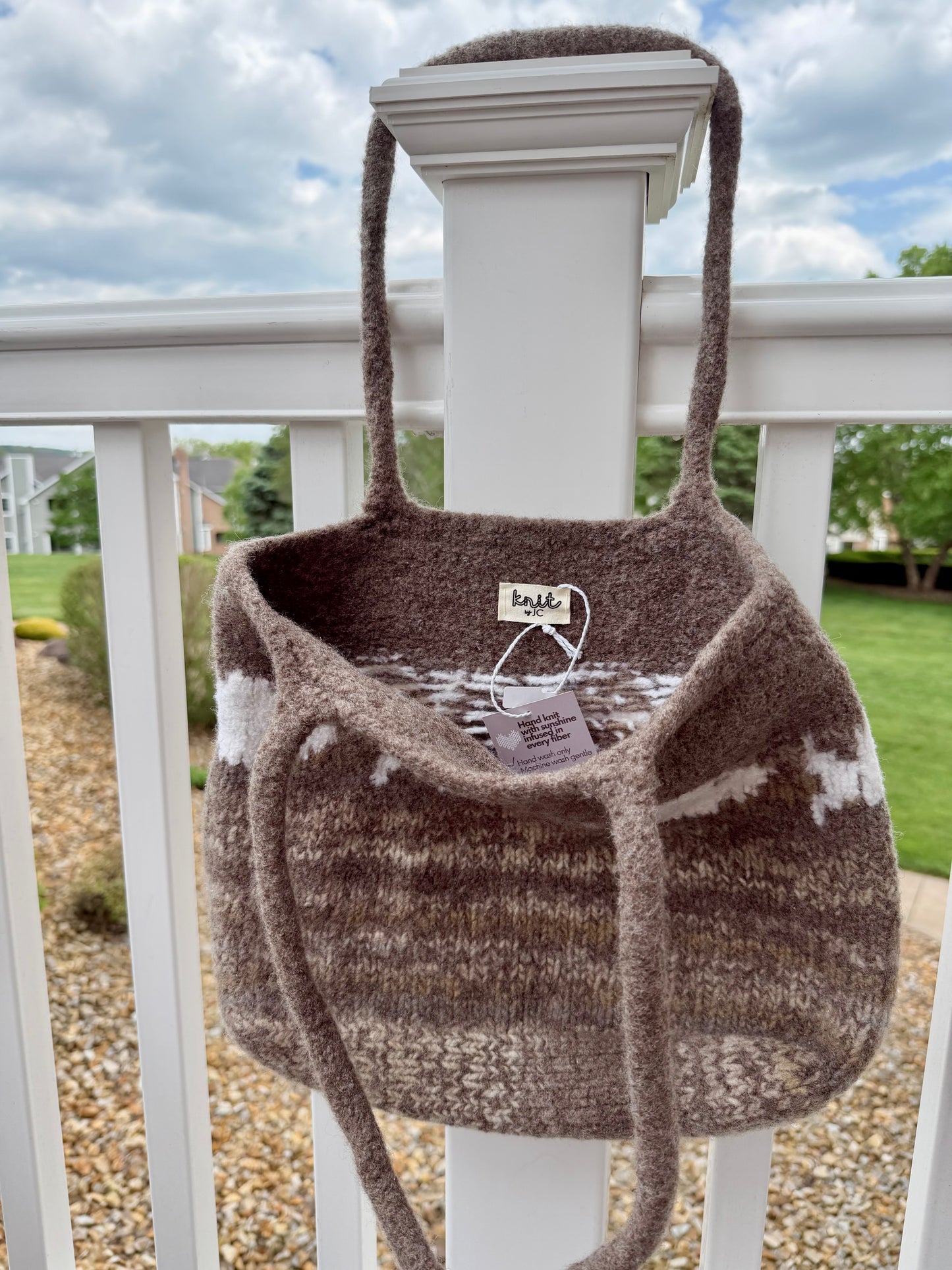 Felted Fish Tote Bag - Brown