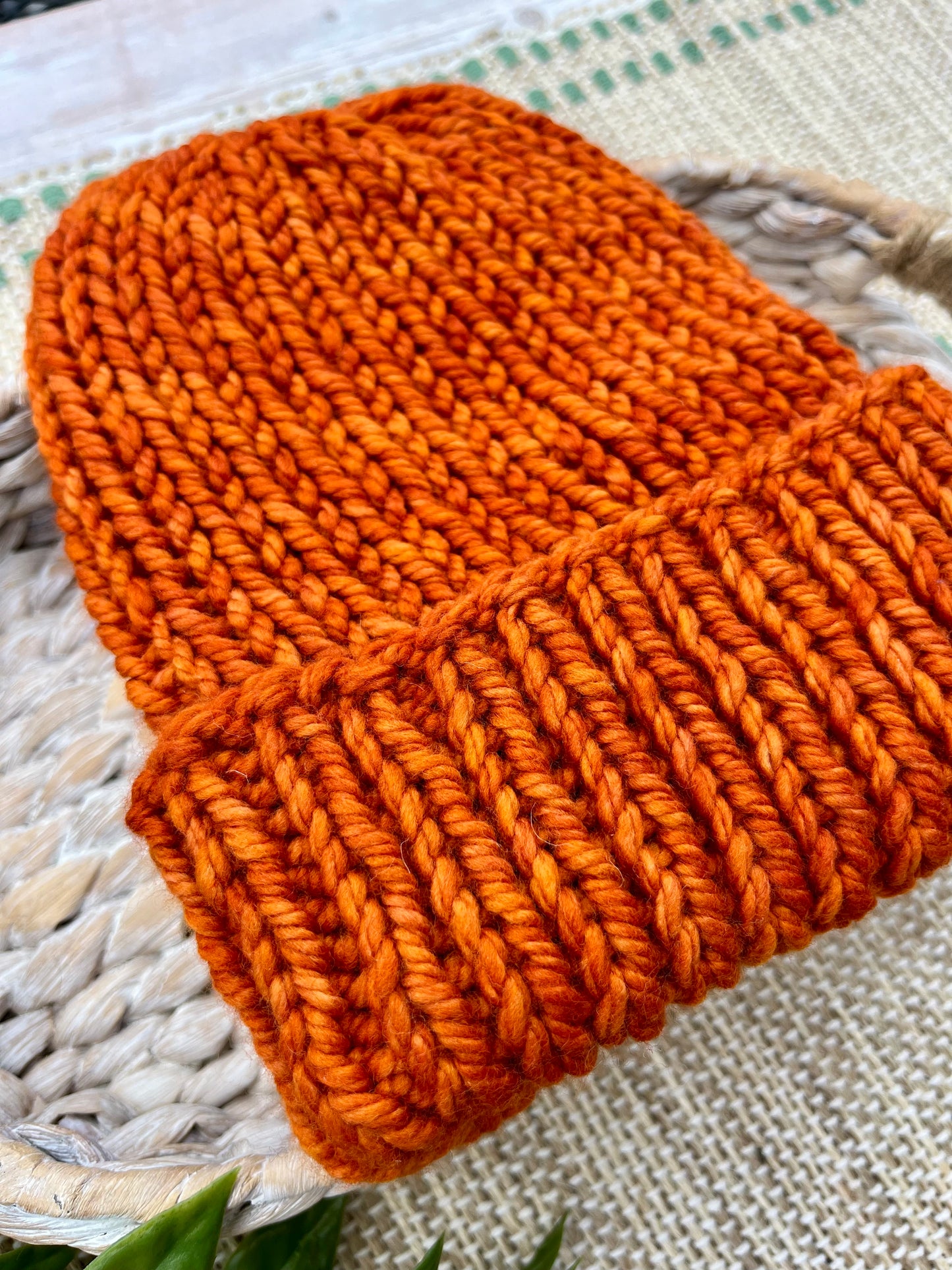 Folded Brim Beanie in Burnt Orange