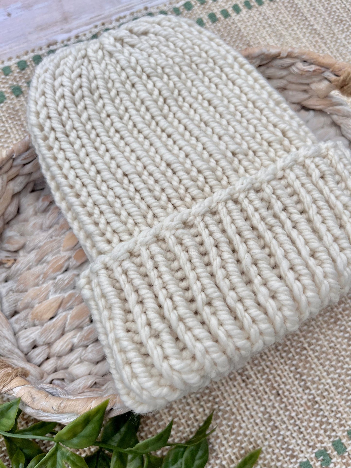 Folded Brim Beanie in Ivory