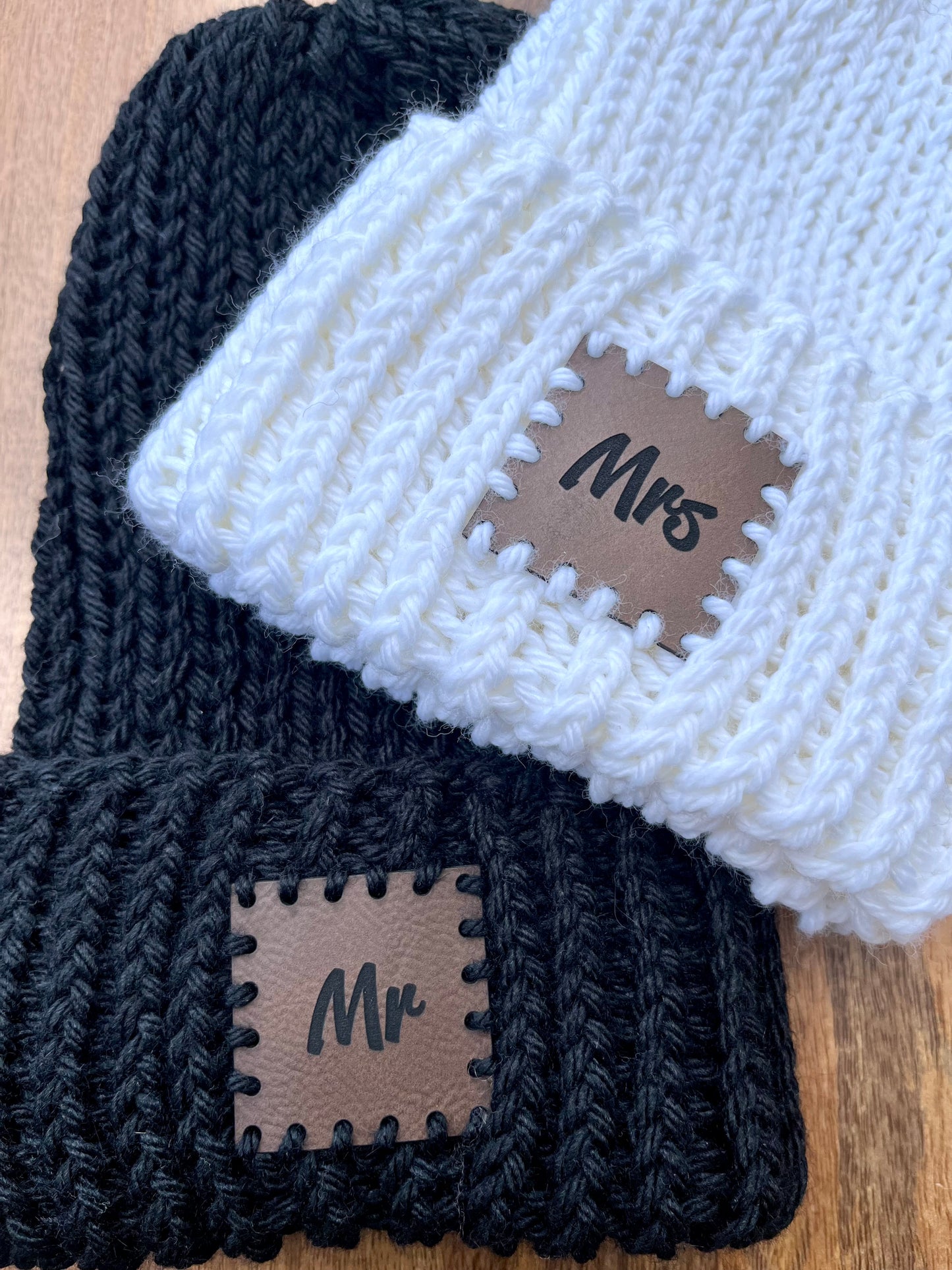 bride and groom beanies