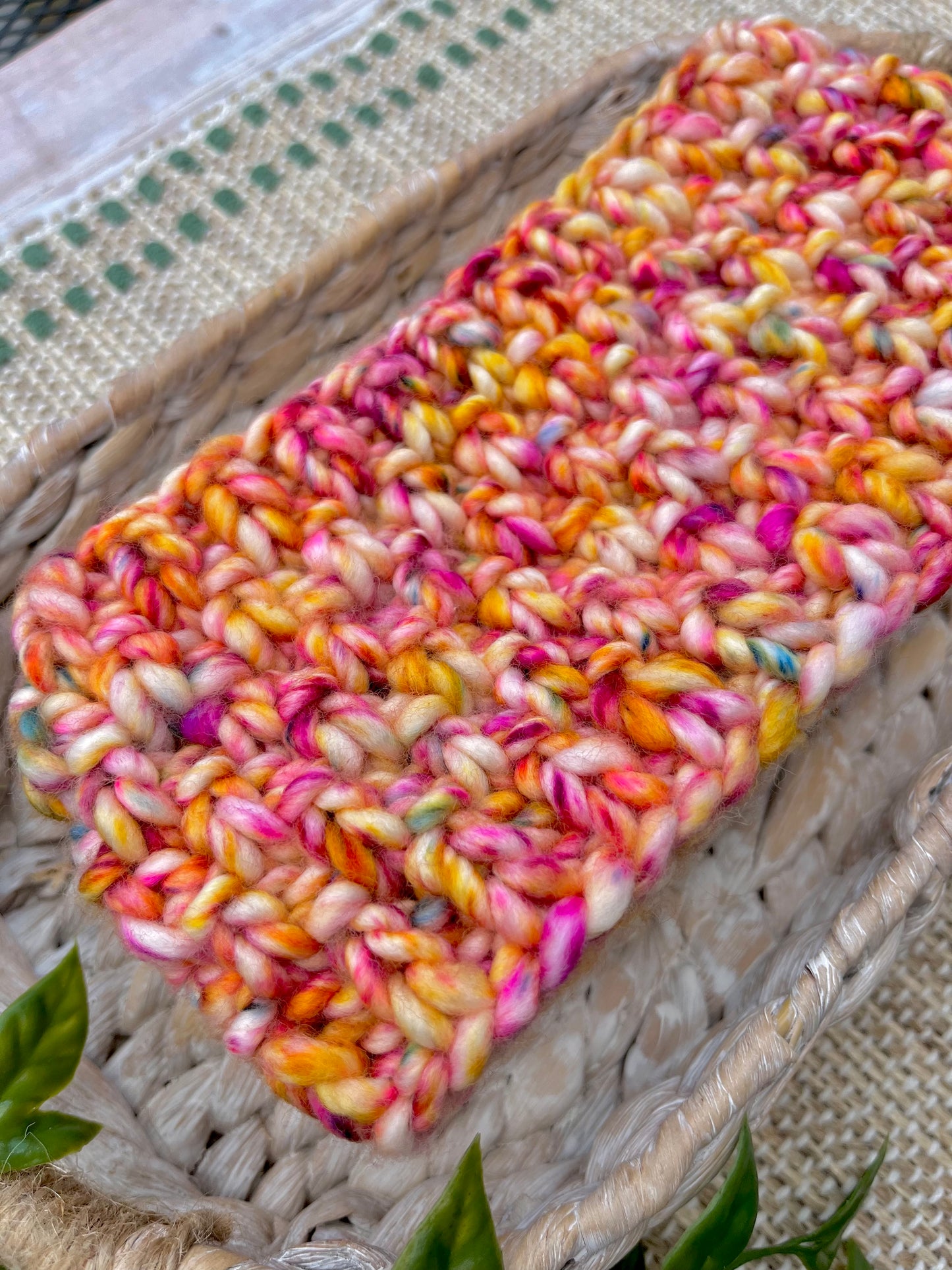 oakmoss merino headband fiery sunset