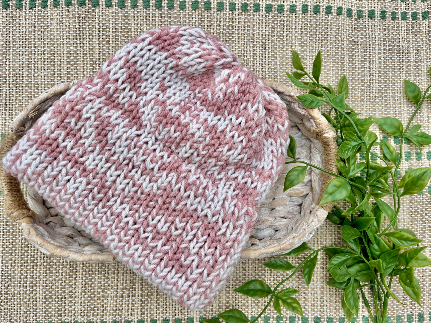 pink knit hat