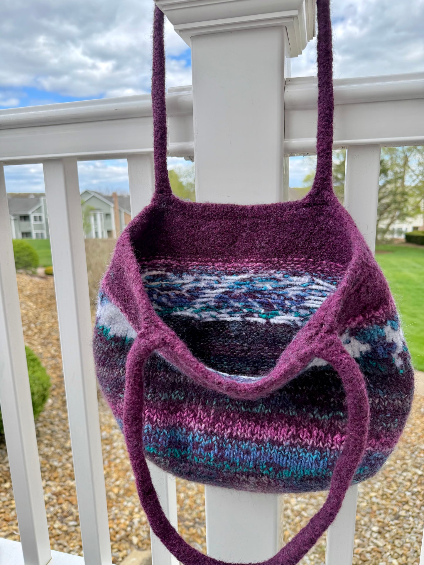 Felted Fish Tote Bag - Plum