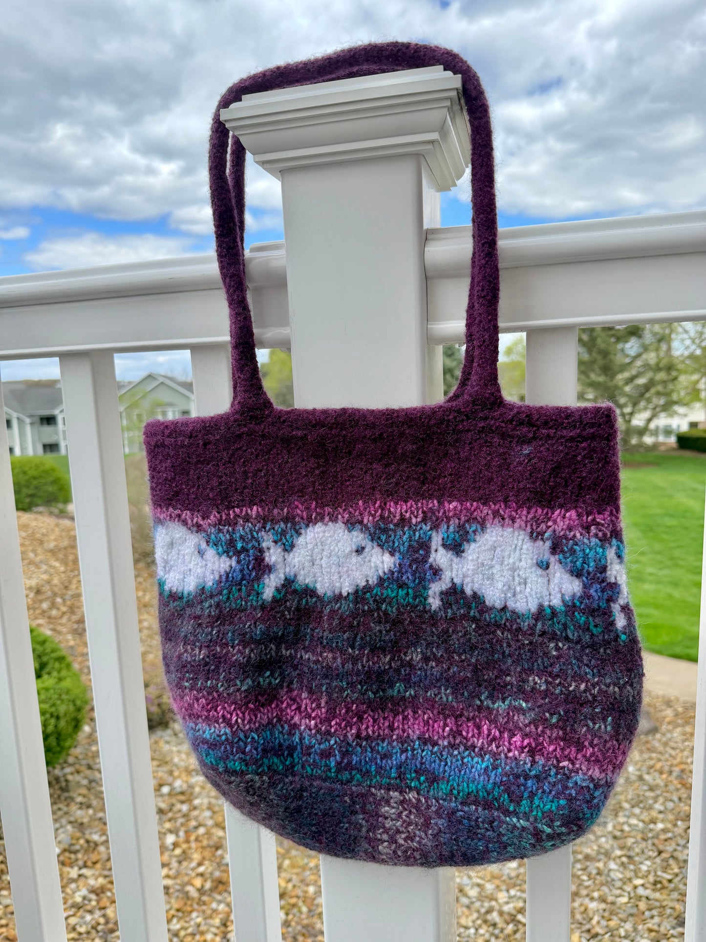 Felted Fish Tote Bag - Plum