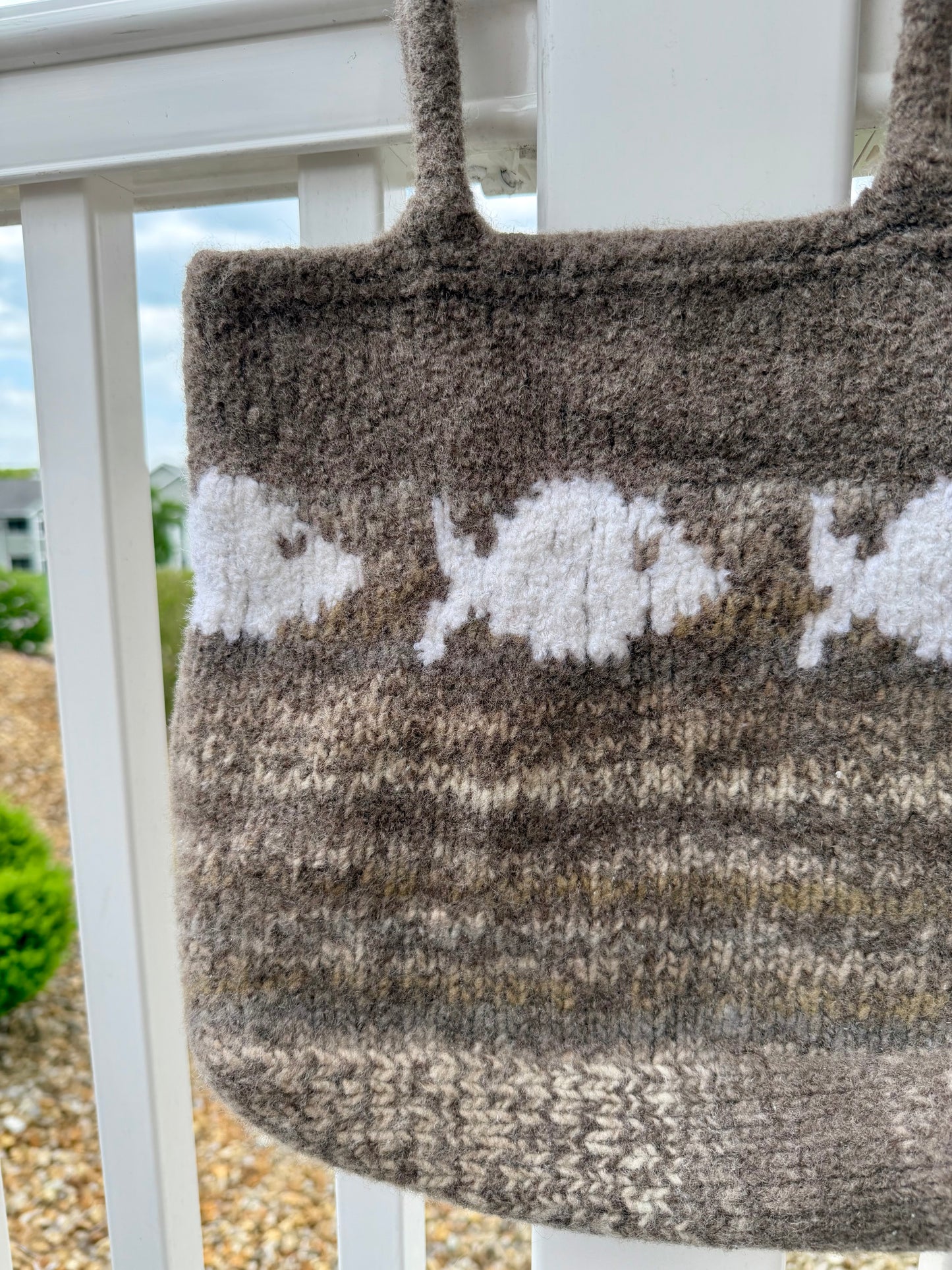 Felted Fish Tote Bag - Brown
