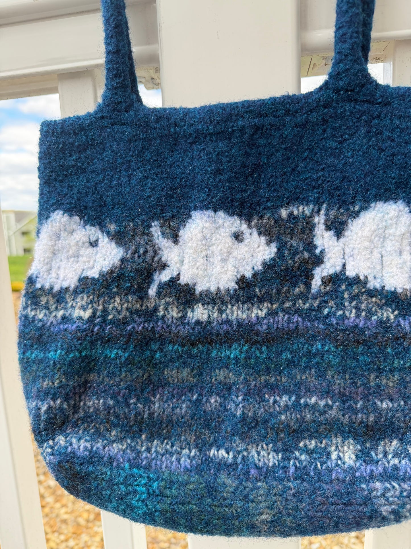 Felted Fish Tote Bag - Navy