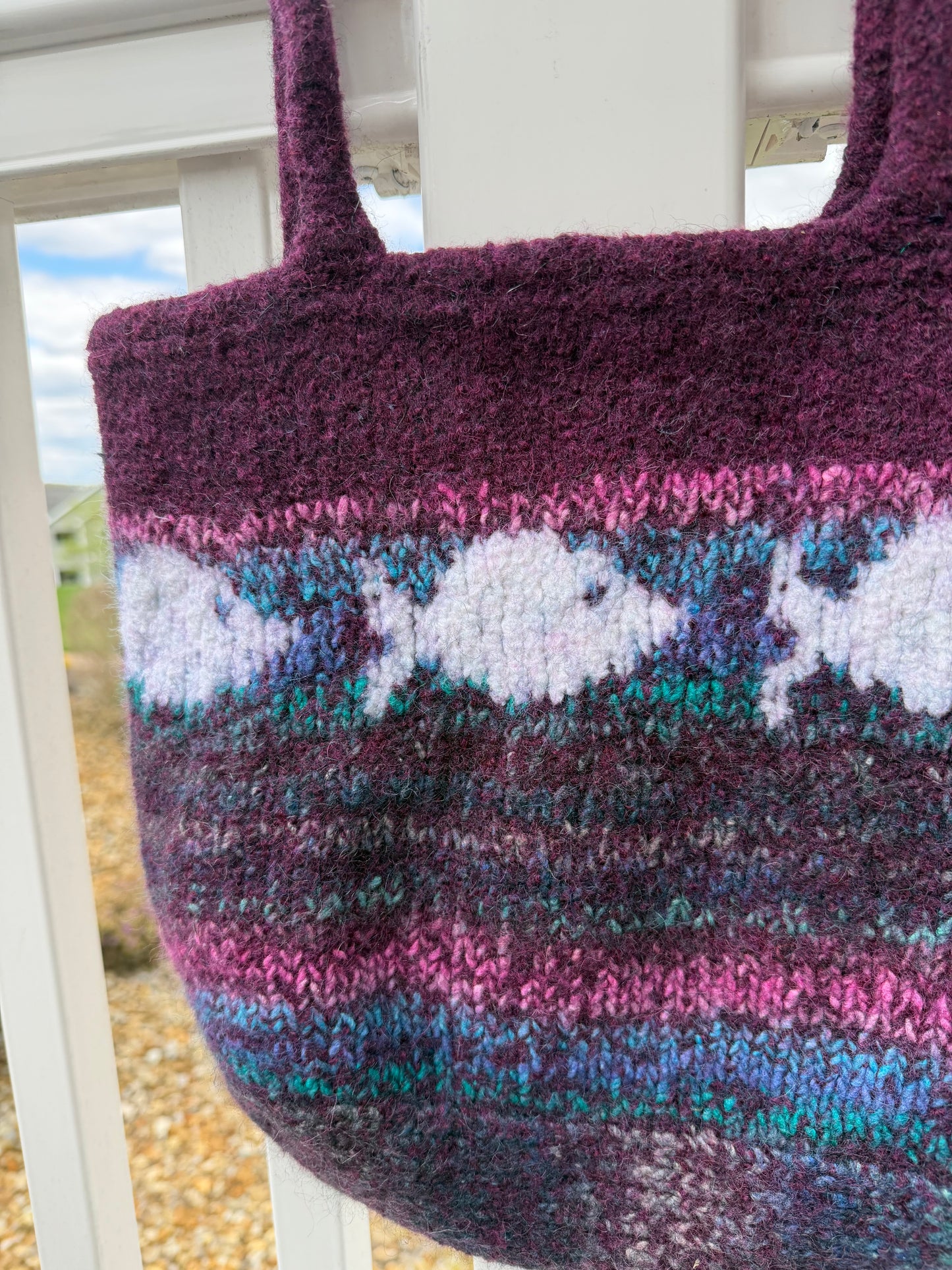 Felted Fish Tote Bag - Plum