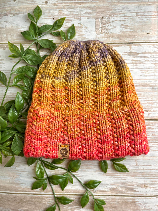 Waffle Double Brim Beanie in Sunset
