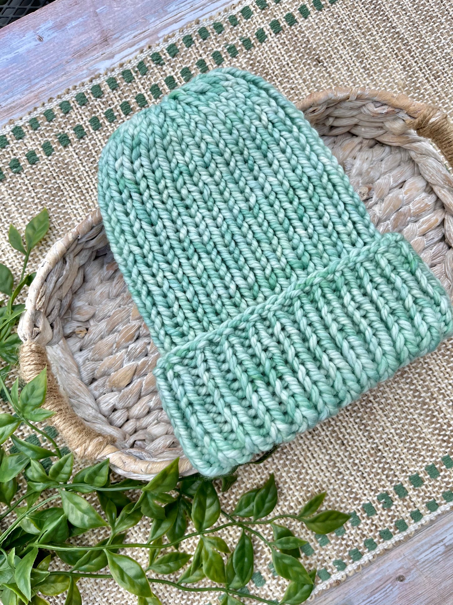 Folded Brim Beanie in Mint