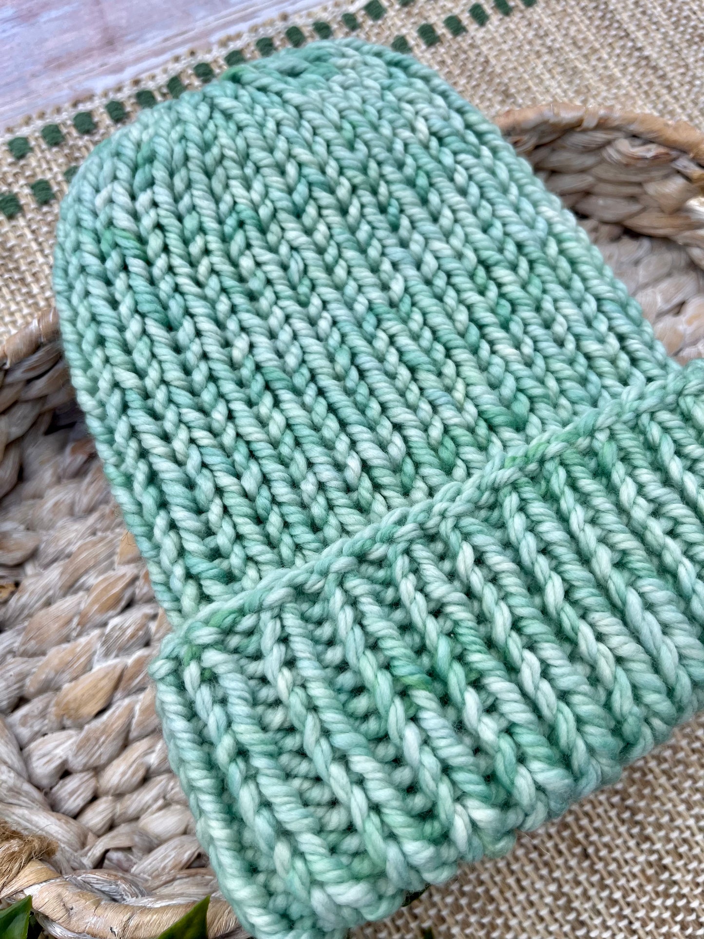Folded Brim Beanie in Mint