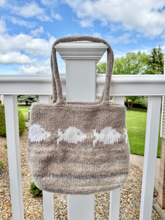 Felted Fish Tote Bag - Sand