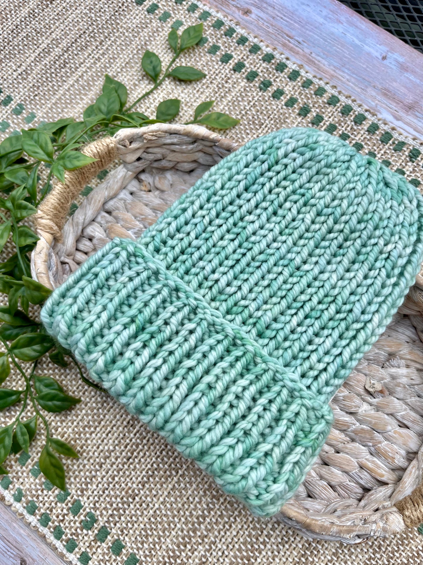 Folded Brim Beanie in Mint
