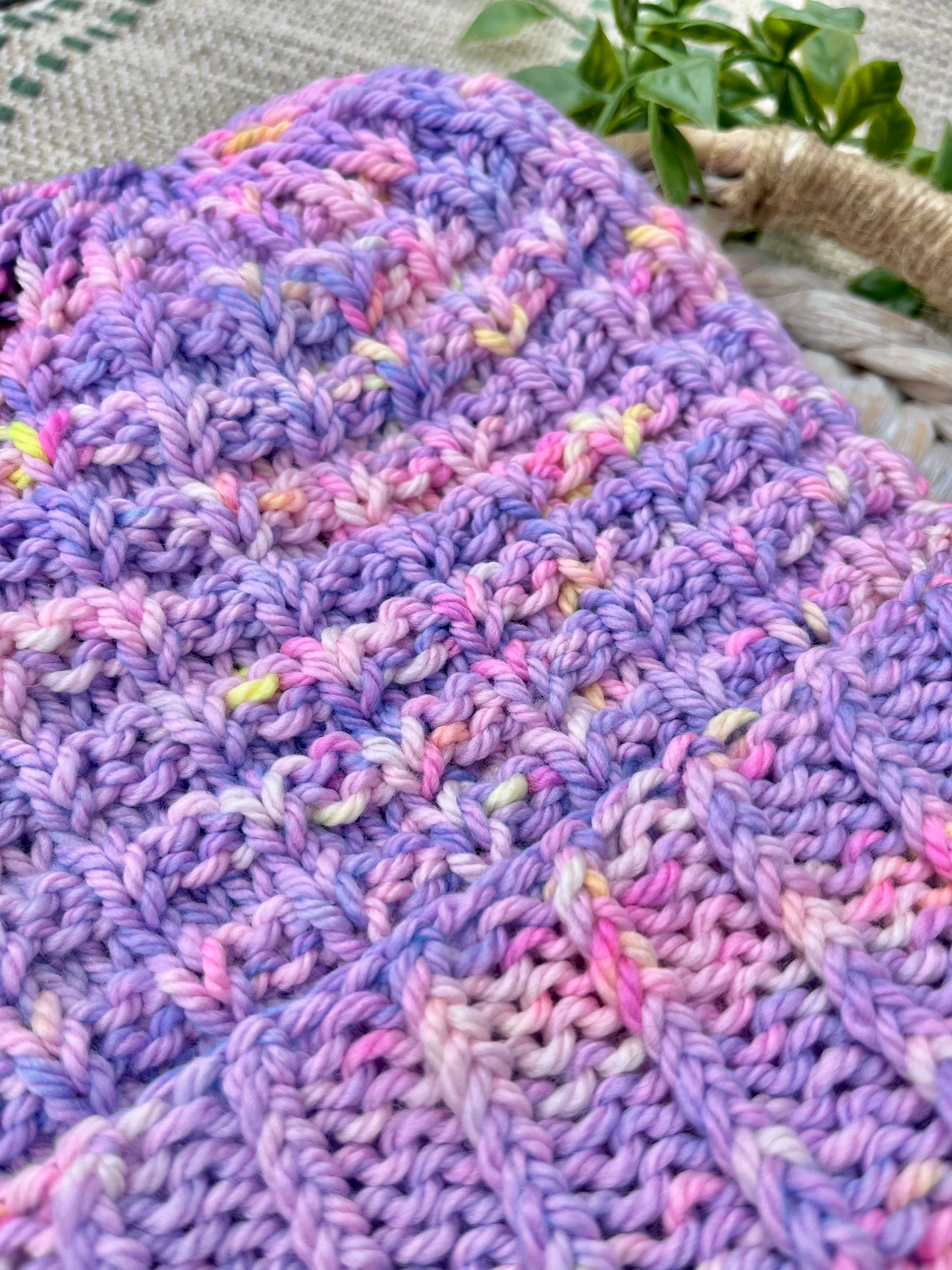 hand knit merino beanie neon purple