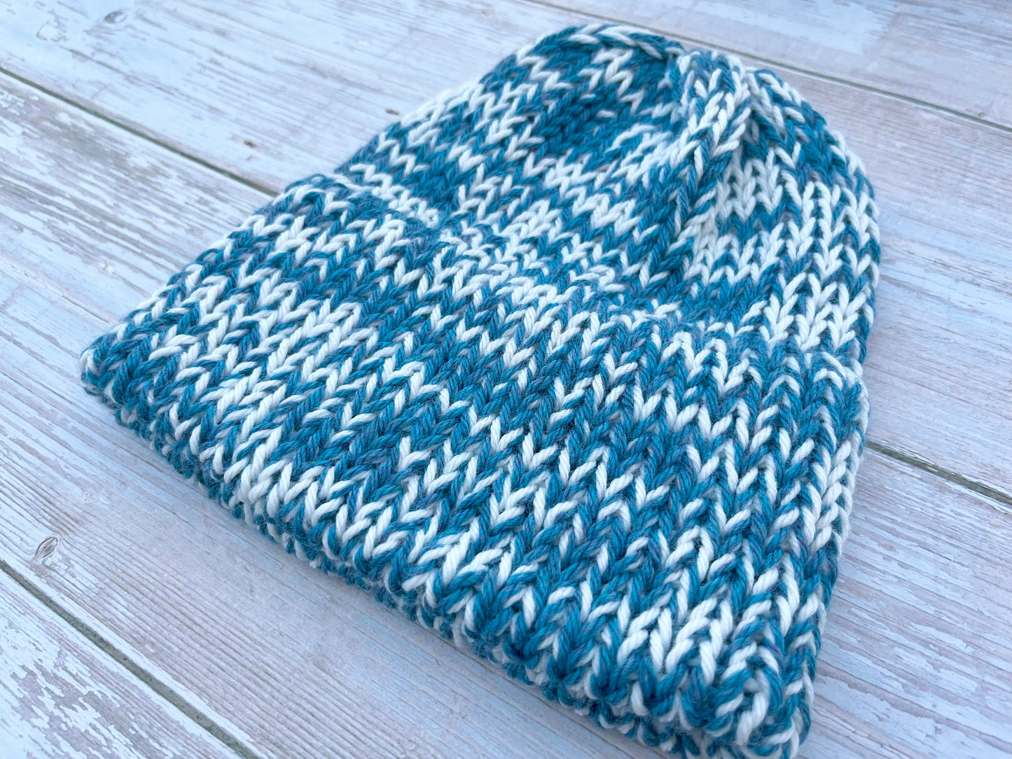 blue knit hat
