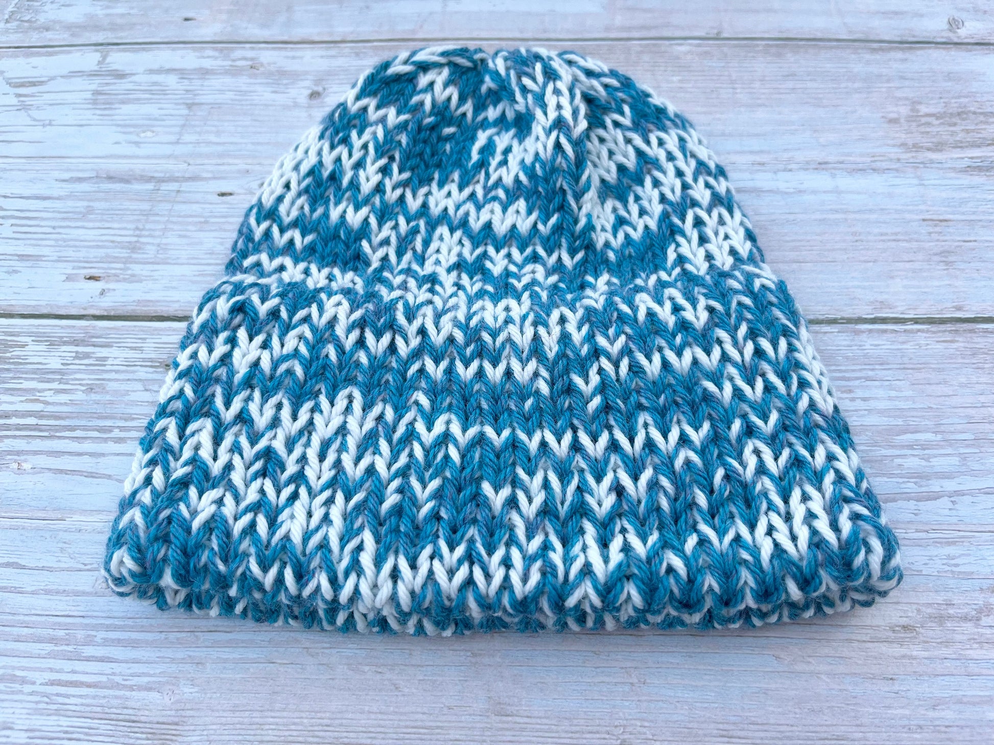 blue knit beanie